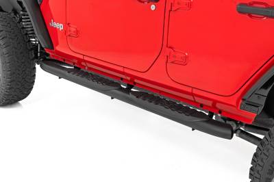 Rough Country Suspension Systems - Rough Country 4.5" Oval Tube Nerf Steps Black for 18-24 Wrangler JL 4DR 21016
