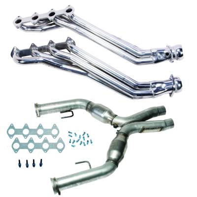 BBK Performance Parts - BBK 16413 1.625" Long Tube Headers Mid Pipe Silver Ceramic for 05-10 Mustang GT