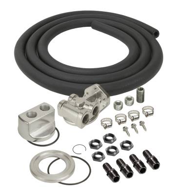 Derale - Derale 15780 Single Mount Oil Filter Reloc Kit 1/2 NPT Side Ports 3/4-16 Thread