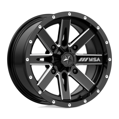 MSA Offroad Wheels - MSA Wheels M41 BOXER 14x7 4x110 10mm Gloss Black/Milled M41-04710
