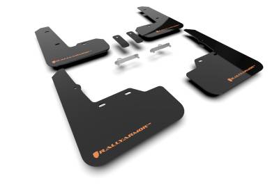 Rally Armor - Rally Armor MF92-UR-BLK/OR Black Mud Flap Orange Logo