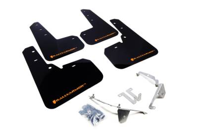 Rally Armor - Rally Armor MF26-UR-BLK/OR Black Mud Flap Orange Logo