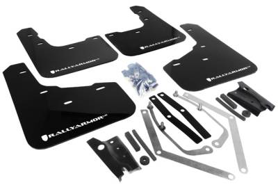 Rally Armor - Rally Armor MF29-UR-BLK/WH Black Mud Flap White Logo