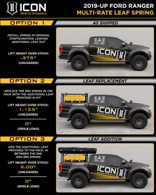 ICON Vehicle Dynamics - ICON 198520A Rear Multi-Rate Leaf Spring Kit for 2019-2023 Ford Ranger