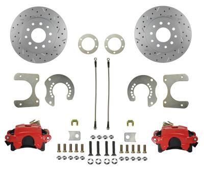 Leed Brakes - Leed Brakes RRC2001X Rear Disc Brake Kit w/Drilled Rotors & Red Calipers