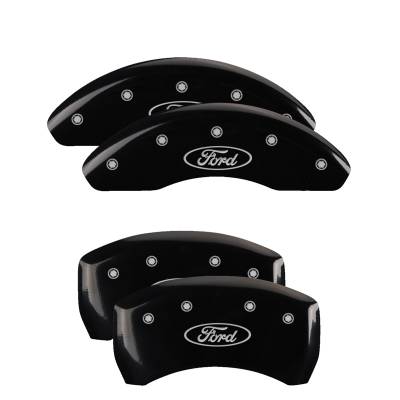 MGP Caliper Covers - MGP Caliper Covers 10260SFRDBK 4pc Engraved F&R Ford Oval Logo Black
