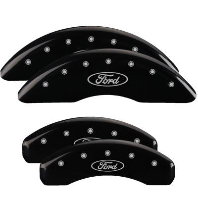 MGP Caliper Covers - MGP Caliper Covers 10266SFRDBK 4pc Engraved F&R Ford Oval Logo Black