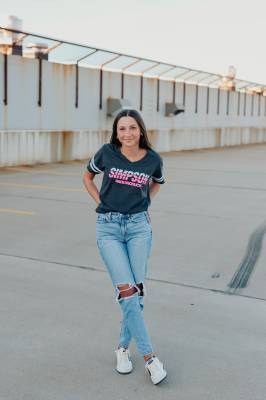 Simpson Safety - Simpson Safety 45010X Racing Stripes V-Neck T-Shirt Ladies XL Gray