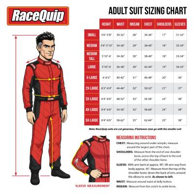 Racequip - RaceQuip 120002RQP One Piece Multi Layer Fire Racing Suit Black Small