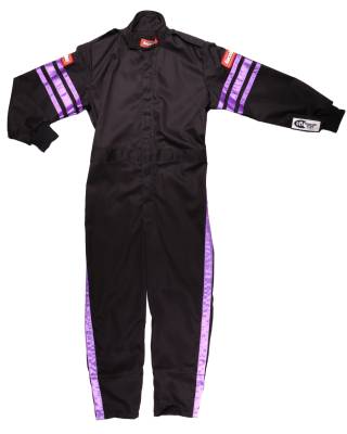 Racequip - RaceQuip 1950590RQP One Piece Fire Racing Suit Black/Purple Stripes Kids XXS