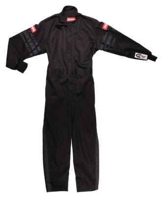 Racequip - RaceQuip 1959990RQP One Piece Fire Racing Suit Black/Black Stripes Kids XXS