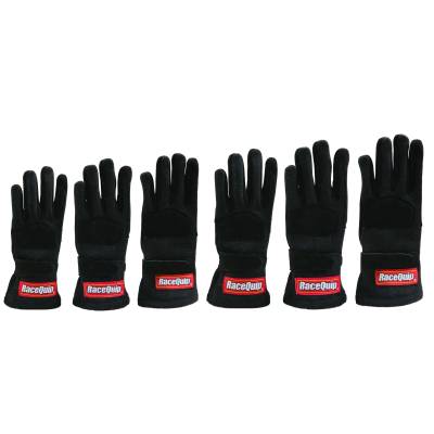 Racequip - RaceQuip 3550091RQP 355 Series 2-Layer Nomex Race Gloves Black Kids X-Small