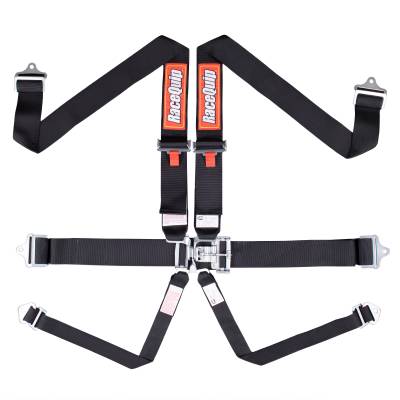 Racequip - RaceQuip 712002RQP Latch & Link 6 Point Harness Black 3" Lap/Shoulder 2" Sub