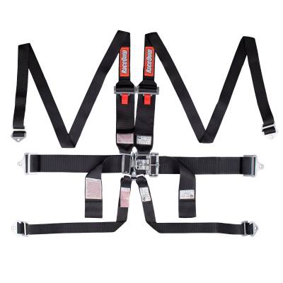 Racequip - RaceQuip 718008RQP Latch & Link HANS 6 Point Black 3" Lap 3-2" Shoulder 2" Sub