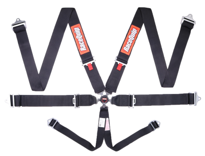 Racequip - RaceQuip 743003RQP Camlock 6 Point Harness Black 3" Lap/Shoulder 2" Sub