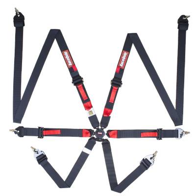 Racequip - Racequip 856006RQP 6PT Camlock Harness Black 2" Lap/Shoulders Hans Fia 8853-16