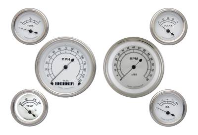 Classic Instruments - Classic Instruments CW01SLF Classic White 6-Gauge Set 3-3/8" Speedo Tach 2-1/8"