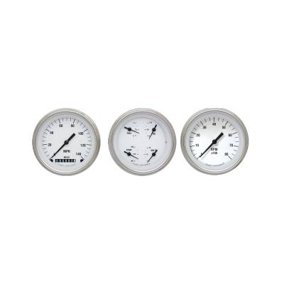 Classic Instruments - Classic Instruments WH03SLF White Hote 3-3/8" Gauge Set Speedo/Quad/Tach GM
