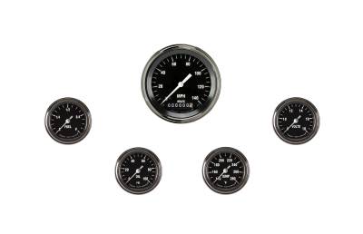 Classic Instruments - Classic Instruments HR100SLF Hot Rod Black 5-Gauge Set for GM