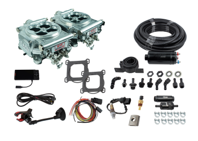 FiTech Fuel Injection - FiTech Fuel Injection 31061 Go EFI 2x4 625 HP Bright Aluminum EFI System