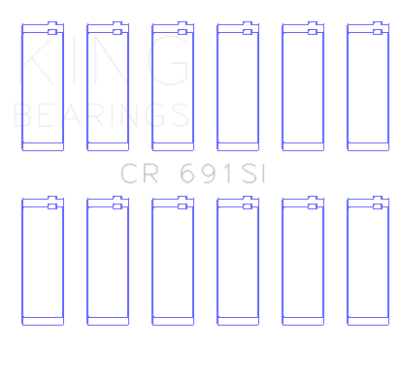 King Engine Bearings - King Bearings CR 691SI Connecting Rod Bering Set for Ford V6 183.