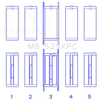 King Engine Bearings - King Engine Bearings MB 529XPC STDX MAIN BEARING SET for FORD 260CI 289CI 302