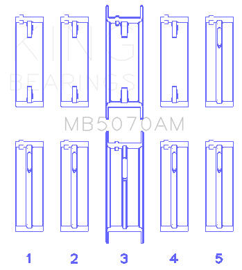 King Engine Bearings - King Bearings MB5070AM Main Bearing Set for AudiVW CK/CY/HA/JK/KY/RP/ZF/AEB