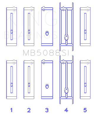 King Engine Bearings - King Bearings MB5088SI Main Bearing Set for Chevy/ISUZU OHV LN2