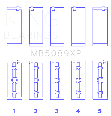 King Engine Bearings - King Bearings MB5089XP Main Bearing Set for Toyota 1RZ/2RZ/3RZ