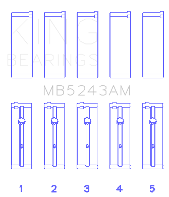 King Engine Bearings - King Bearings MB5243AM Main Bearing Set for Nissan SR20DE