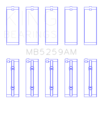 King Engine Bearings - King Bearings MB5259AM MAIN Bearing SET for HONDA B18A1