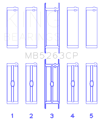King Engine Bearings - King Bearings MB5263CP Main Bearing Set for Ford USA ENG 445 T/Dies
