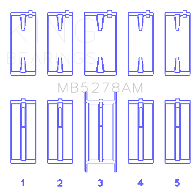 King Engine Bearings - King Bearings MB5278AM Main Bearing Set for Ford 140CI/2.3ltr L4
