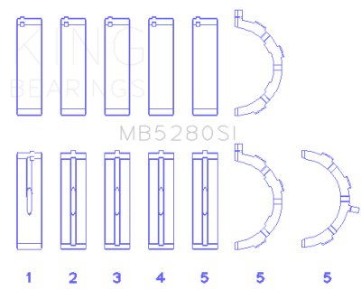 King Engine Bearings - King Bearings MB5280SI Main Bearing Set for Ford 281