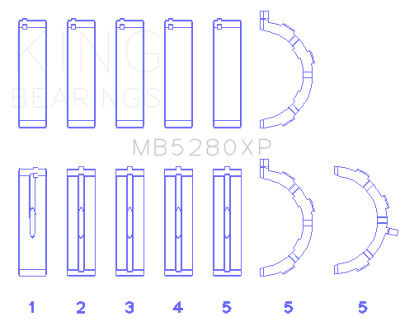 King Engine Bearings - King Bearings MB5280XP0.25 Main Bearing Set for Ford V8 4.6L/5.4L SOHC