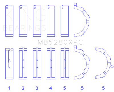 King Engine Bearings - King Bearings MB5280XPC MAIN Bearing SET for FORD V8 4.6L/5.4L SOHC