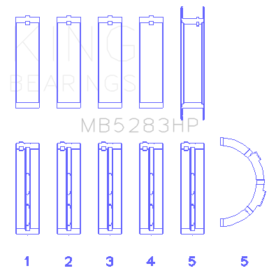King Engine Bearings - King Bearings MB5283HP MAIN Bearing SET for FORD V8 4.6L DOHC/SOHC 24V