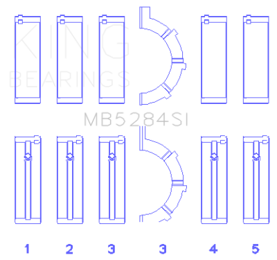 King Engine Bearings - King Bearings MB5284SI Main Bearing Set for Chrysler/Jeep 287CI 4.7L