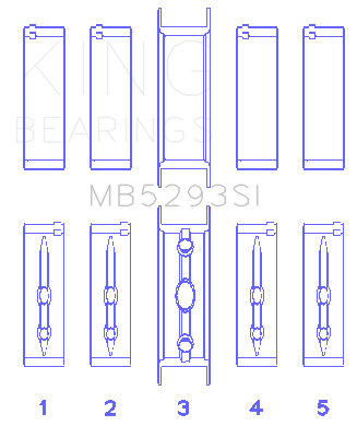 King Engine Bearings - King Bearings MB5293SI 010 Main Bearing Set for GM Vortec/LS-Series Gen III IV