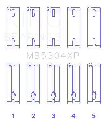 King Engine Bearings - King Bearings MB5304XP0.25 Main Bearing Set for Mazda B6/B6-T/ZM/B3/B5
