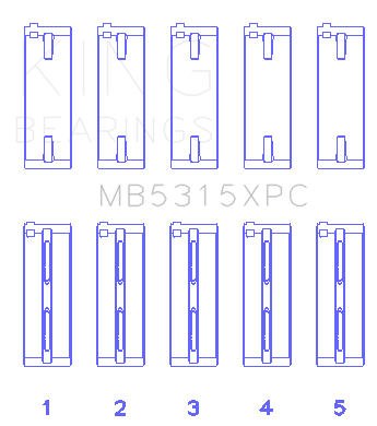 King Engine Bearings - King Engine Bearings MB5315XPC0.25 Main Bearing Set for Mitsubishi 4G63 EVO