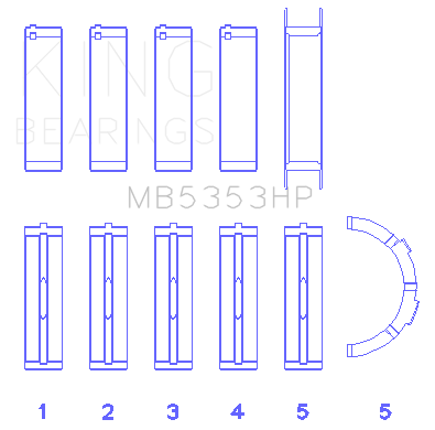 King Engine Bearings - King Bearings MB5353HP MAIN Bearing SET for FORD 281 4.6L SOHC 16V