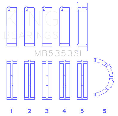 King Engine Bearings - King Bearings MB5353SI Main Bearing Set for Ford 281 4.6L SOHC 16V