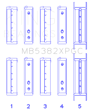 King Engine Bearings - King Engine Bearings MB5382XPGC STDX MAIN SET EJ20/EJ22/EJ25 INCL. TURBO