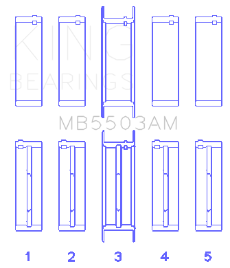 King Engine Bearings - King Bearings MB5503AM 010 Main Bearing Set for Ford V8 351CI 5.8L 16V