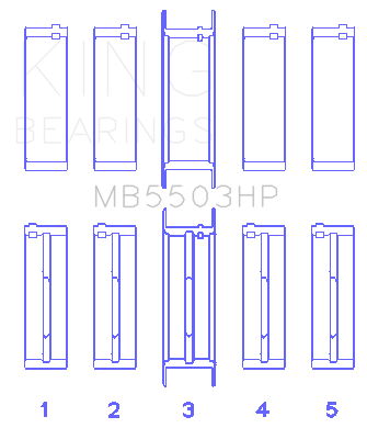 King Engine Bearings - King Bearings MB5503HP MAIN Bearing SET for FORD V8 351CI 5.8L 16V