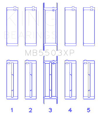 King Engine Bearings - King Bearings MB5503XP 001 Main Bearing Set for Ford 351CI 5.8L V8 16V
