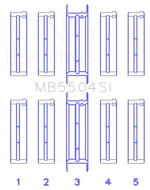 King Engine Bearings - King Bearings MB5504SI 020 Main Bearing Set for Ford V8 351CI/400CI 6.6L 16V