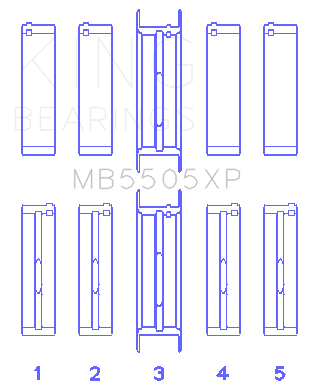 King Engine Bearings - King Bearings MB5505XP MAIN Bearing Set for FORD V8 351CI 5.8L 400CI 6.6L 16V