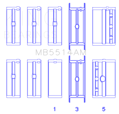 King Engine Bearings - King Bearings MB5514AM 010 MAIN Bearing SET for GM 260/307/330/350/403